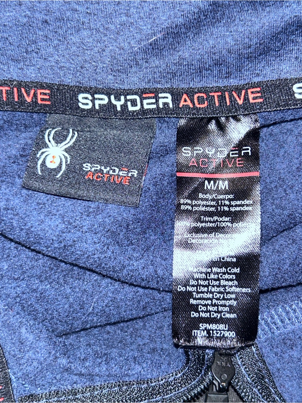 Spyder Men's Mid-weight Active blue  Quarter Zip Pullover Med 167 - Picture 4 of 5